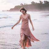 Rose Bridesmaid Dress, Midi Pink Casual Dress - AYA Sacred Wear