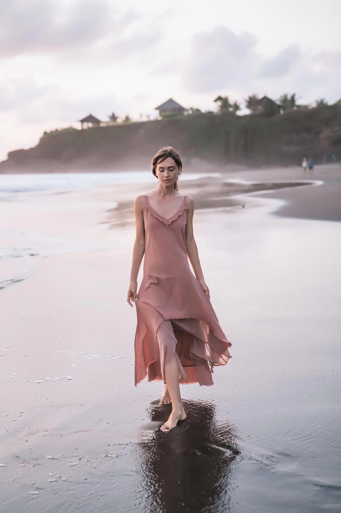 Rose Bridesmaid Dress, Midi Pink Casual Dress - AYA Sacred Wear