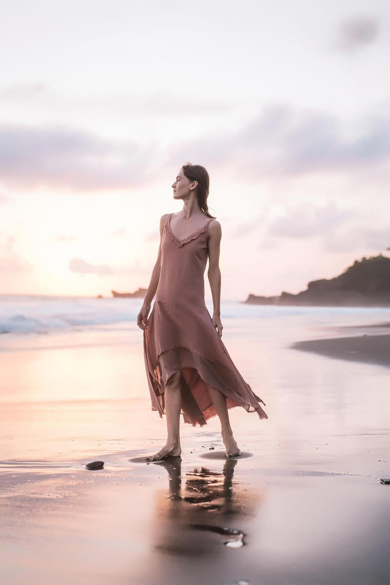 Rose Bridesmaid Dress, Midi Pink Casual Dress - AYA Sacred Wear