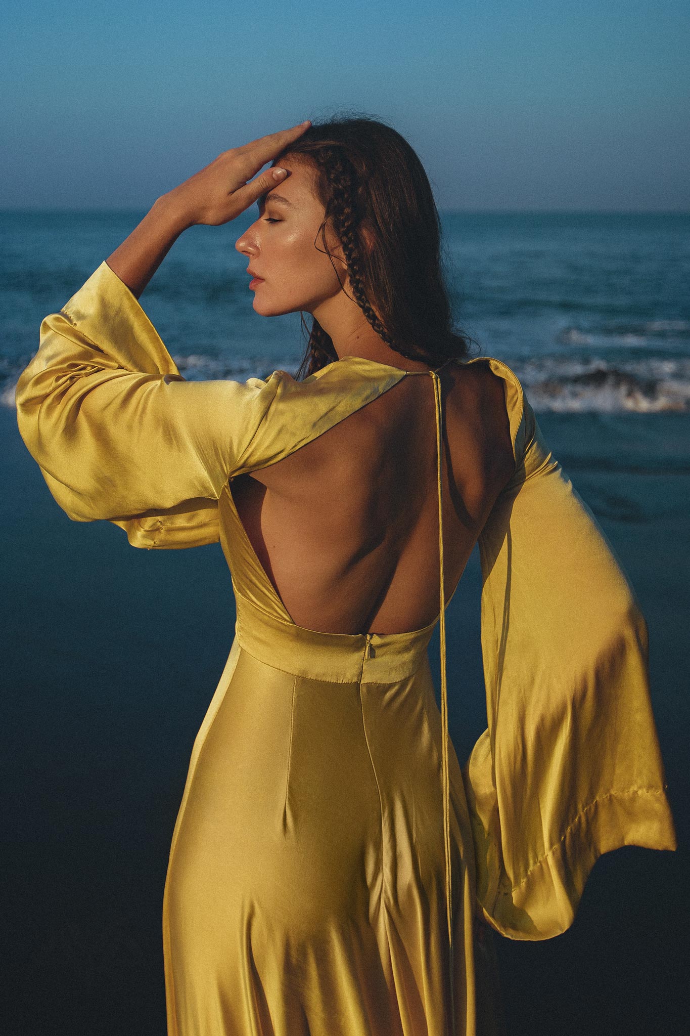 Gold Sundari Goddess Silk Gown • Bridesmaid Wedding Open Back Dress • Bridesmaid Dress - AYA SW IDR