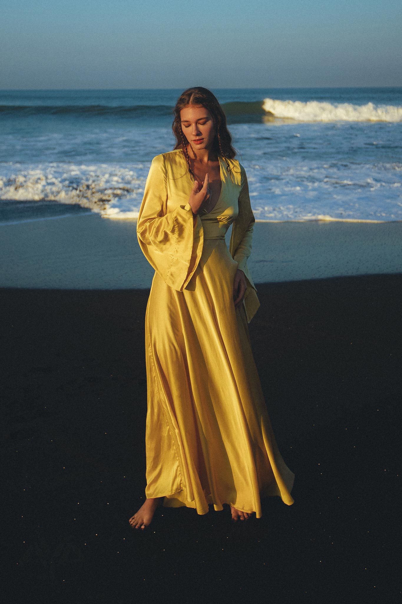 Gold Sundari Goddess Silk Gown • Bridesmaid Wedding Open Back Dress • Bridesmaid Dress - AYA SW IDR