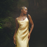 Golden Silk Slip Dress • Peace Silk Boho Dress Women • Silk Long Maxi Dress - AYA SW IDR