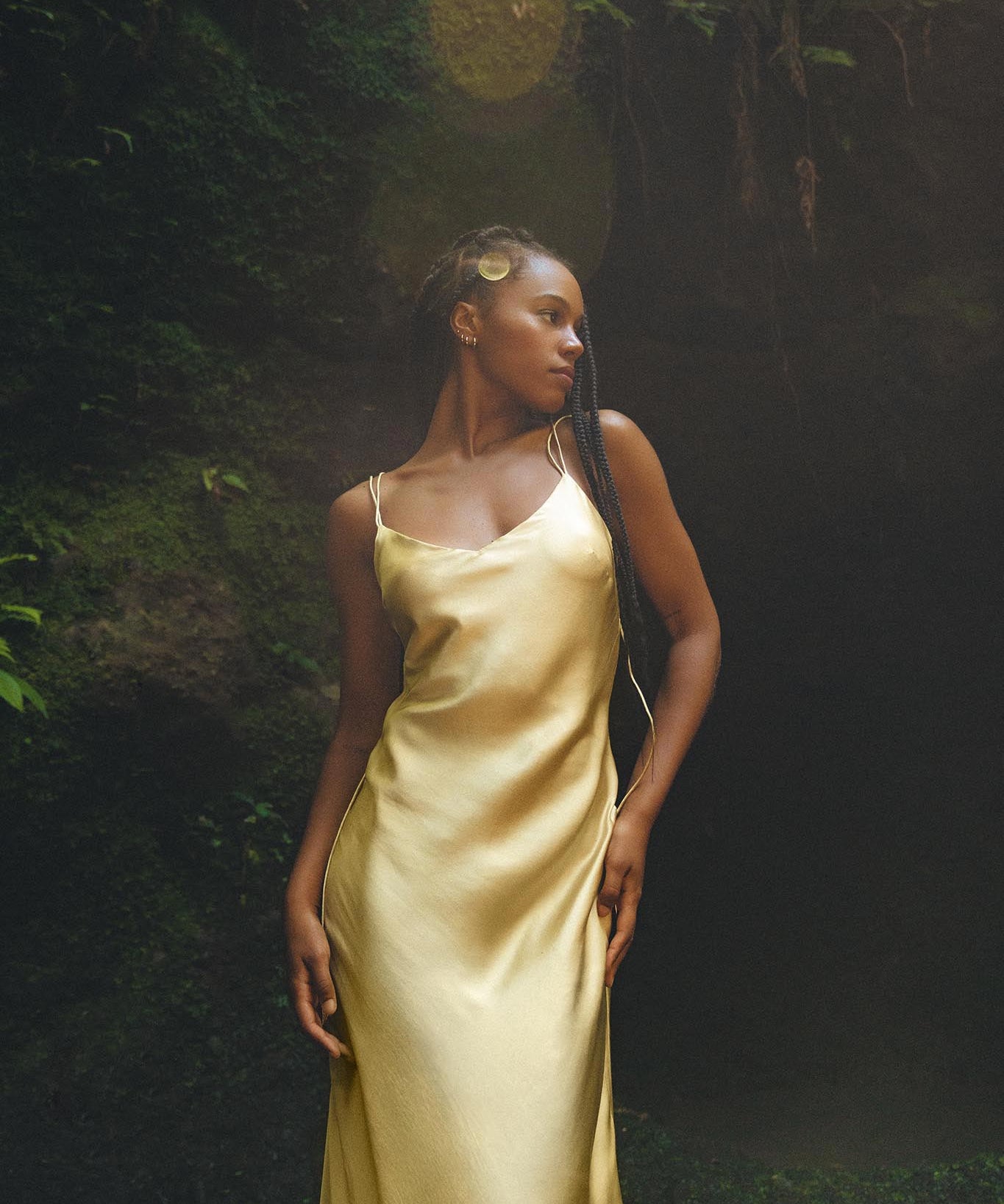 Golden Silk Slip Dress • Peace Silk Boho Dress Women • Silk Long Maxi Dress - AYA SW IDR