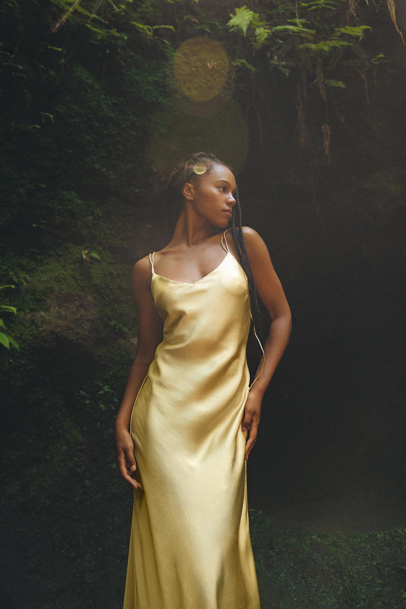 Golden Silk Slip Dress • Peace Silk Boho Dress Women • Silk Long Maxi Dress - AYA SW IDR