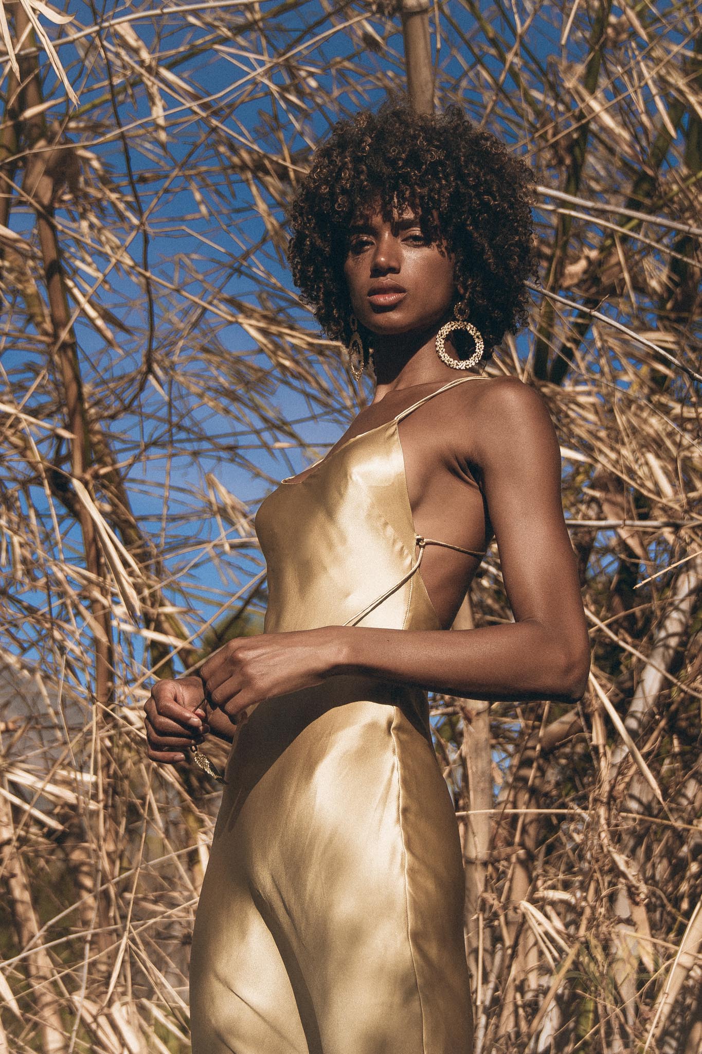 Golden Silk Slip Dress • Peace Silk Boho Dress Women • Silk Long Maxi Dress - AYA SW IDR
