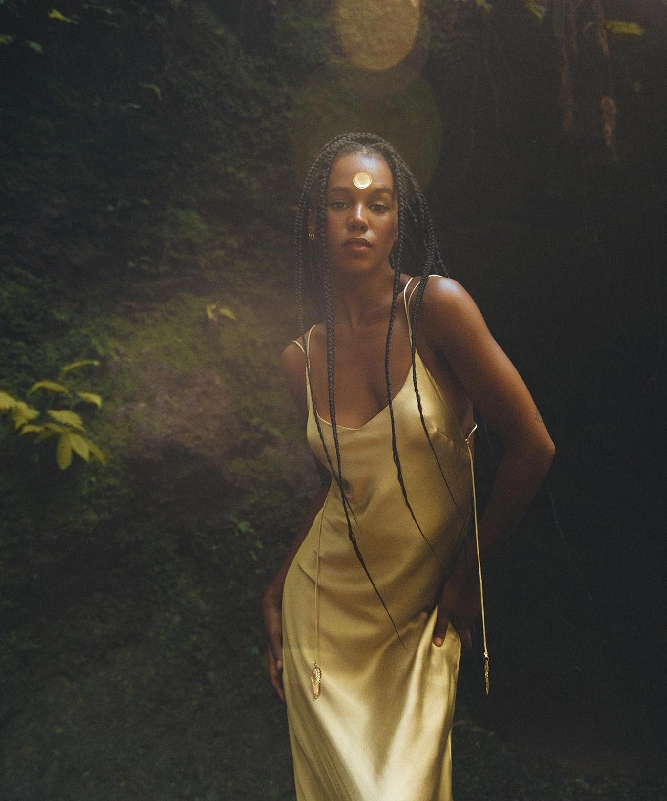 Golden Silk Slip Dress • Peace Silk Boho Dress Women • Silk Long Maxi Dress - AYA SW IDR