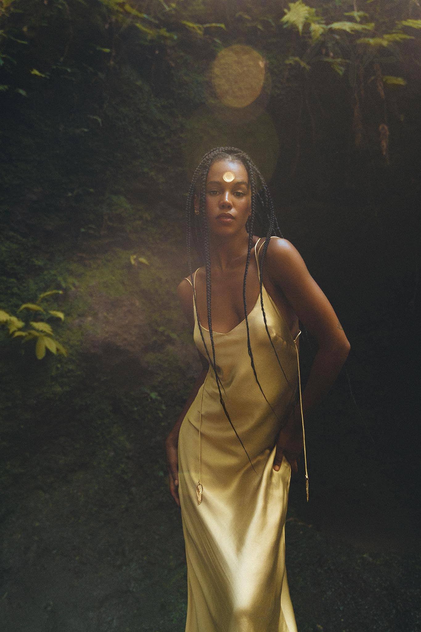 Golden Silk Slip Dress • Peace Silk Boho Dress Women • Silk Long Maxi Dress - AYA SW IDR