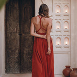 Greek Goddess Dress • Boho Braided Belted Dress • Wine Red Grecian Dress - AYA SW IDR