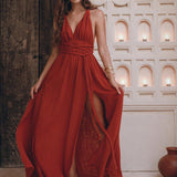 Greek Goddess Dress • Boho Braided Belted Dress • Wine Red Grecian Dress - AYA SW IDR