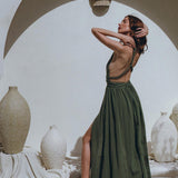 Greek Goddess Dress • Boho Grecian Dress • Boho Dark Green Prom Dress - AYA SW IDR
