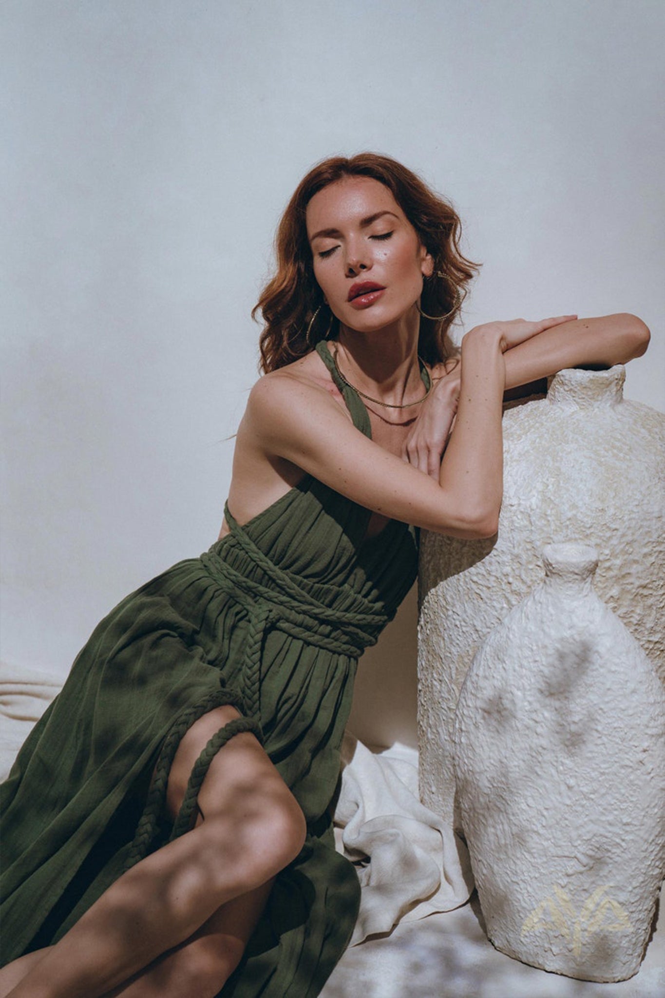 Greek Goddess Dress • Boho Grecian Dress • Boho Dark Green Prom Dress - AYA SW IDR