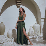 Greek Goddess Dress • Boho Grecian Dress • Boho Dark Green Prom Dress - AYA SW IDR