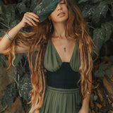 Greek Goddess Dress • Boho Grecian Dress • Boho Dark Green Prom Dress - AYA SW IDR