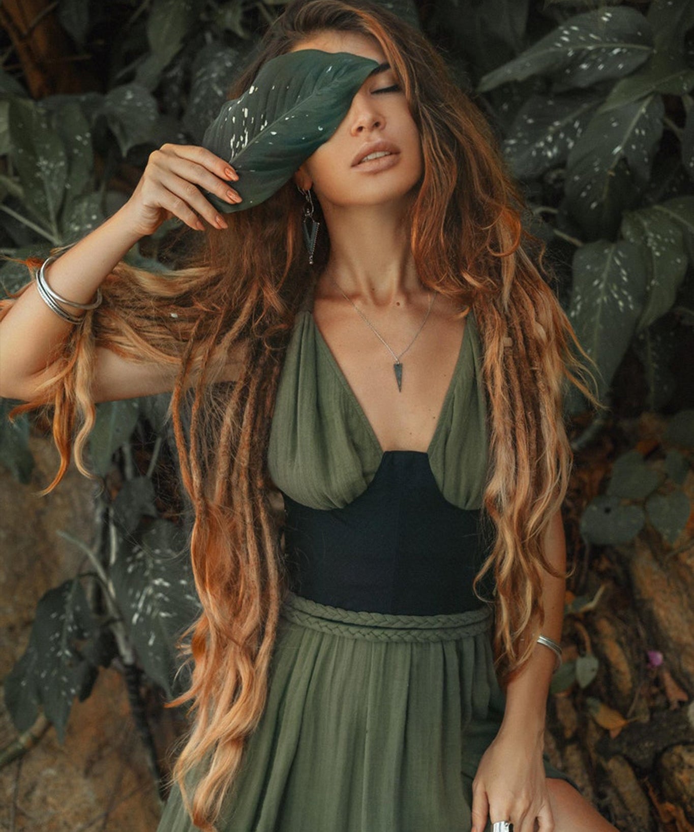 Greek Goddess Dress • Boho Grecian Dress • Boho Dark Green Prom Dress - AYA SW IDR
