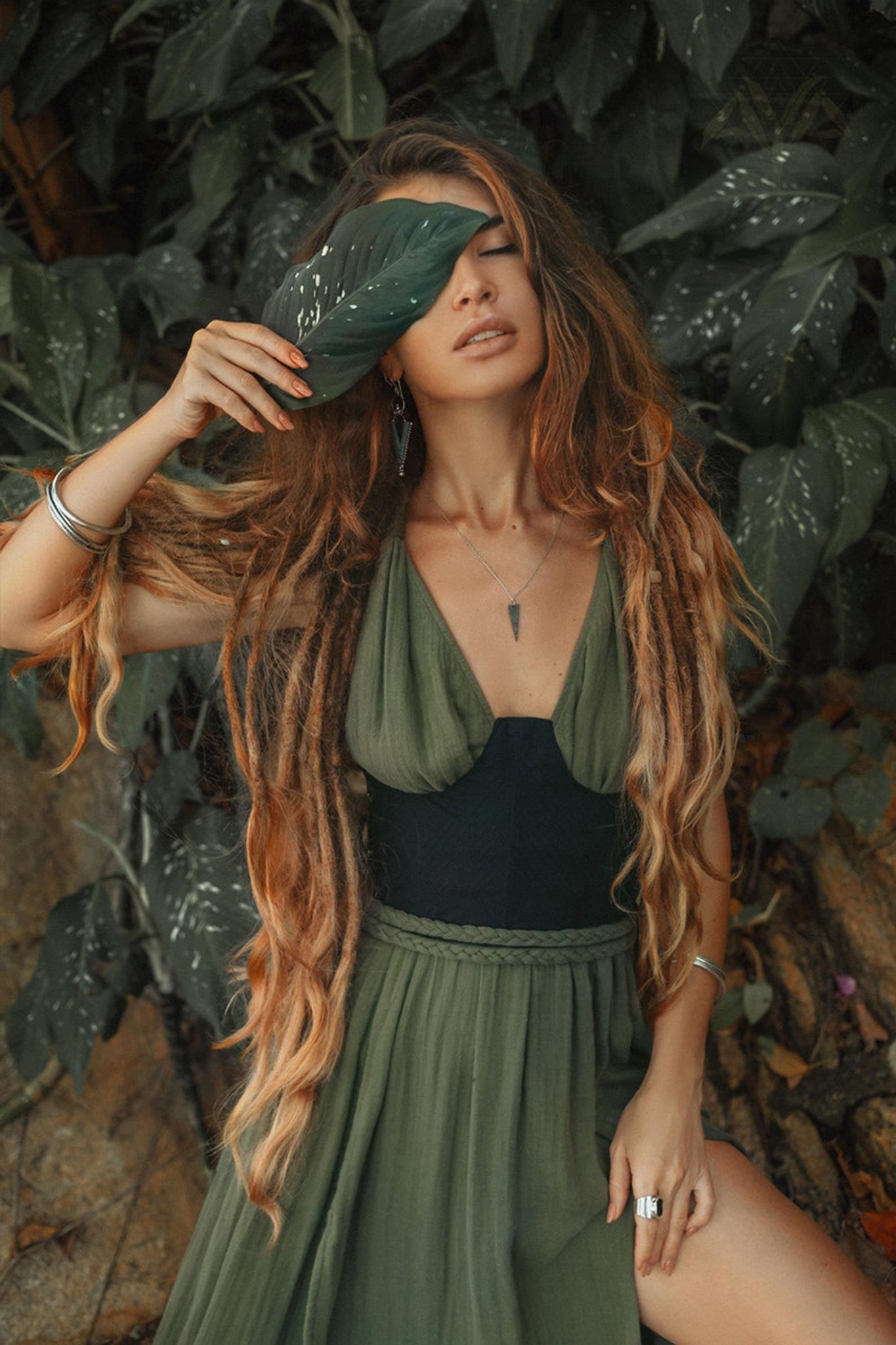 Greek Goddess Dress • Boho Grecian Dress • Boho Dark Green Prom Dress - AYA SW IDR