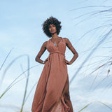 Greek Goddess Dress • Rose Gold Long Maxi Belted Dress - AYA SW IDR