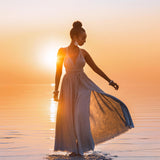 Greek Goddess Dress • Sky Blue Long Maxi Belted Dress - AYA SW IDR