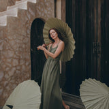 Green Organic Cotton Dress • Bohemian Bridesmaid Dress • Hand Loomed Open Back Dress - AYA SW IDR