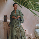 Short Linen Kimono Wrap with Belt, Bohemian Kimono Jacket For Women - AYA Sacred Wear