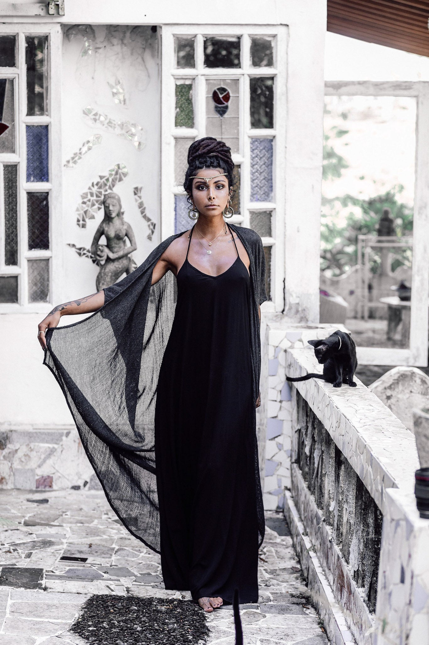 Grey Boho Kimono Cover Up • Boho Bamboo Mantle - AYA SW IDR