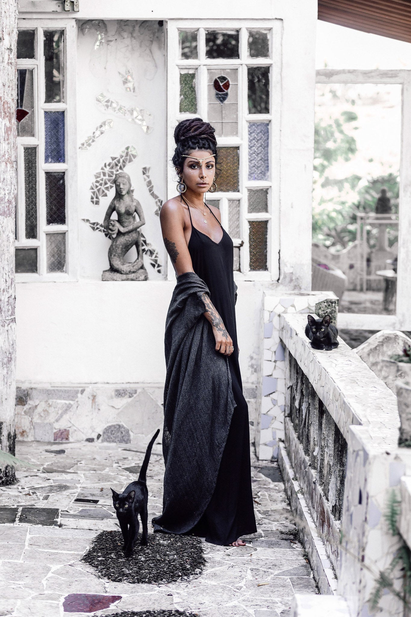 Grey Boho Kimono Cover Up • Boho Bamboo Mantle - AYA SW IDR