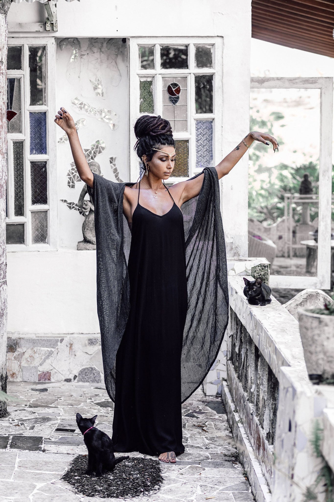 Grey Boho Kimono Cover Up • Boho Bamboo Mantle - AYA SW IDR