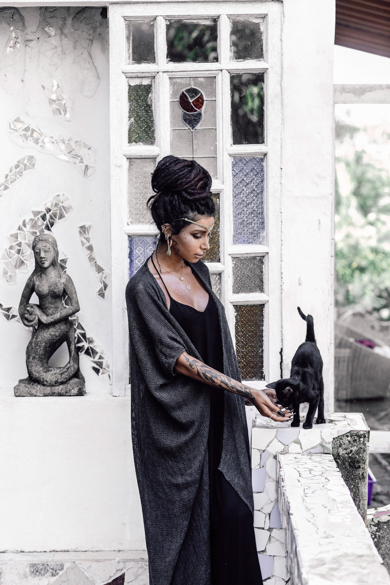 Grey Boho Kimono Cover Up • Boho Bamboo Mantle - AYA SW IDR