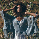 Hand Loomed Cotton Blouse • Boho Top Women • See Through Bohemian Top - AYA SW IDR