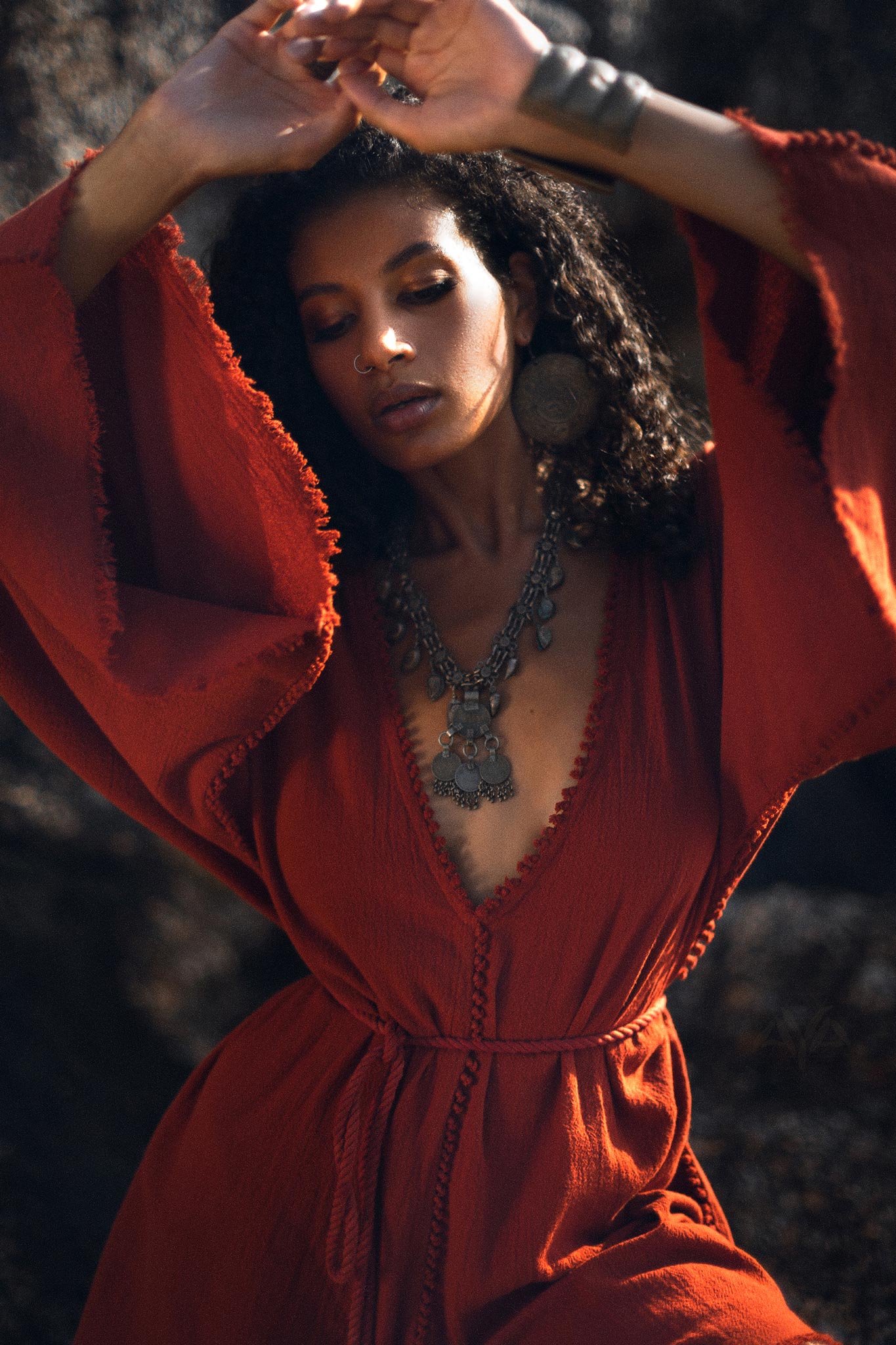 Handmade Knotted Jumpsuit • Red Mini Organic Jumpsuit • Romper Dress Women - AYA SW IDR