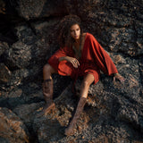 Handmade Knotted Jumpsuit • Red Mini Organic Jumpsuit • Romper Dress Women - AYA SW IDR