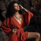 Handmade Knotted Jumpsuit • Red Mini Organic Jumpsuit • Romper Dress Women - AYA SW IDR