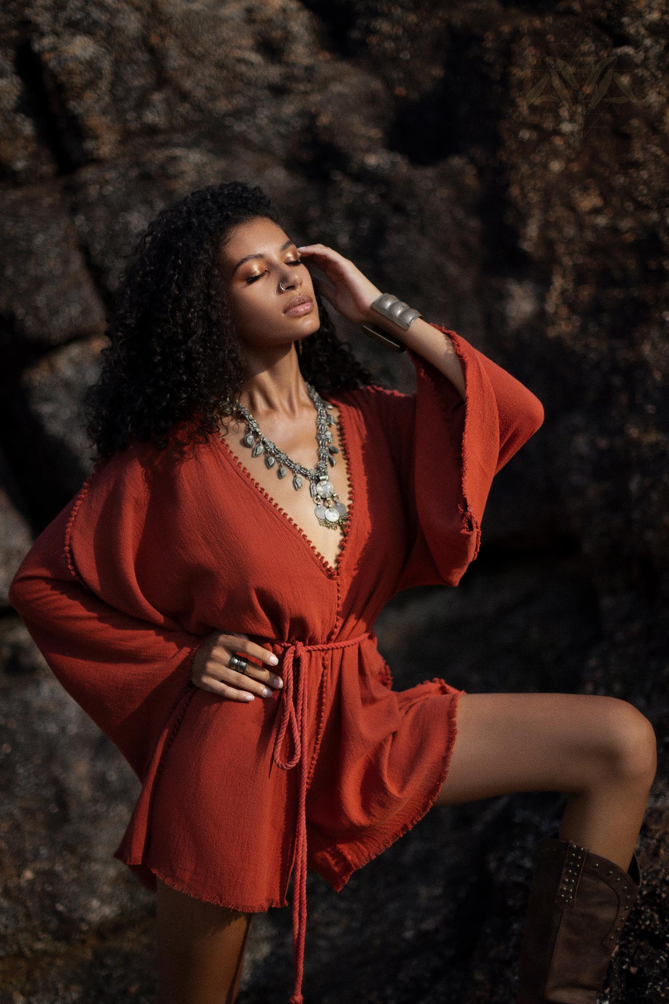 Handmade Knotted Jumpsuit • Red Mini Organic Jumpsuit • Romper Dress Women - AYA SW IDR