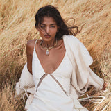 Handwoven Cotton Jacket Top in Cream · Textured Open Layer · Bohemian Statement Piece - AYA SW IDR