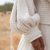 Handwoven Cotton Jacket Top in Cream · Textured Open Layer · Bohemian Statement Piece - AYA SW IDR