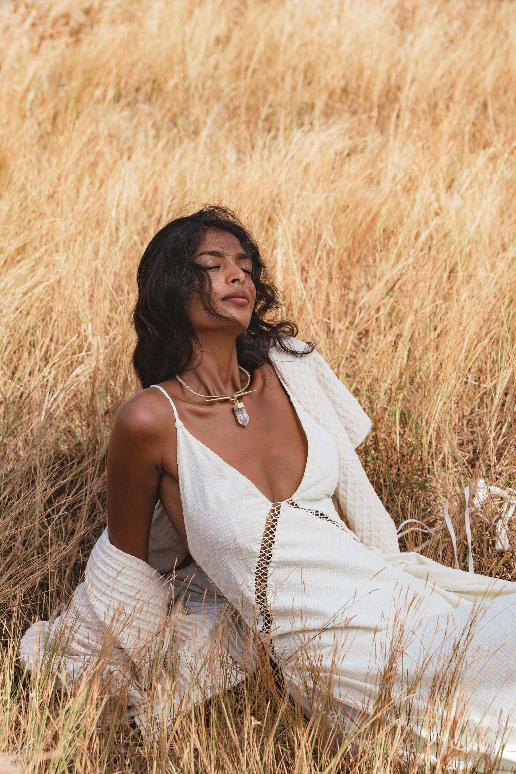 Handwoven Cotton Jacket Top in Cream · Textured Open Layer · Bohemian Statement Piece - AYA SW IDR