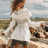 Warm Boho Hoody Cardigan for Women • Off-White Belted Wrap Cardigan by AYA Sacred Wear