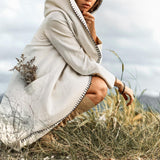 Warm Boho Hoody Cardigan for Women • Off-White Belted Wrap Cardigan by AYA Sacred Wear