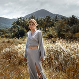 Flaunt your Bohemian Side with this Handmade Sky Blue Maxi Skirt and Tassel Details