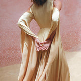 Inca Gold Matangi Peace Silk Gown • Organic Bridesmaid Kimono Dress • Wrap Dress - AYA SW IDR