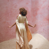 Inca Gold Matangi Peace Silk Gown • Organic Bridesmaid Kimono Dress • Wrap Dress - AYA SW IDR