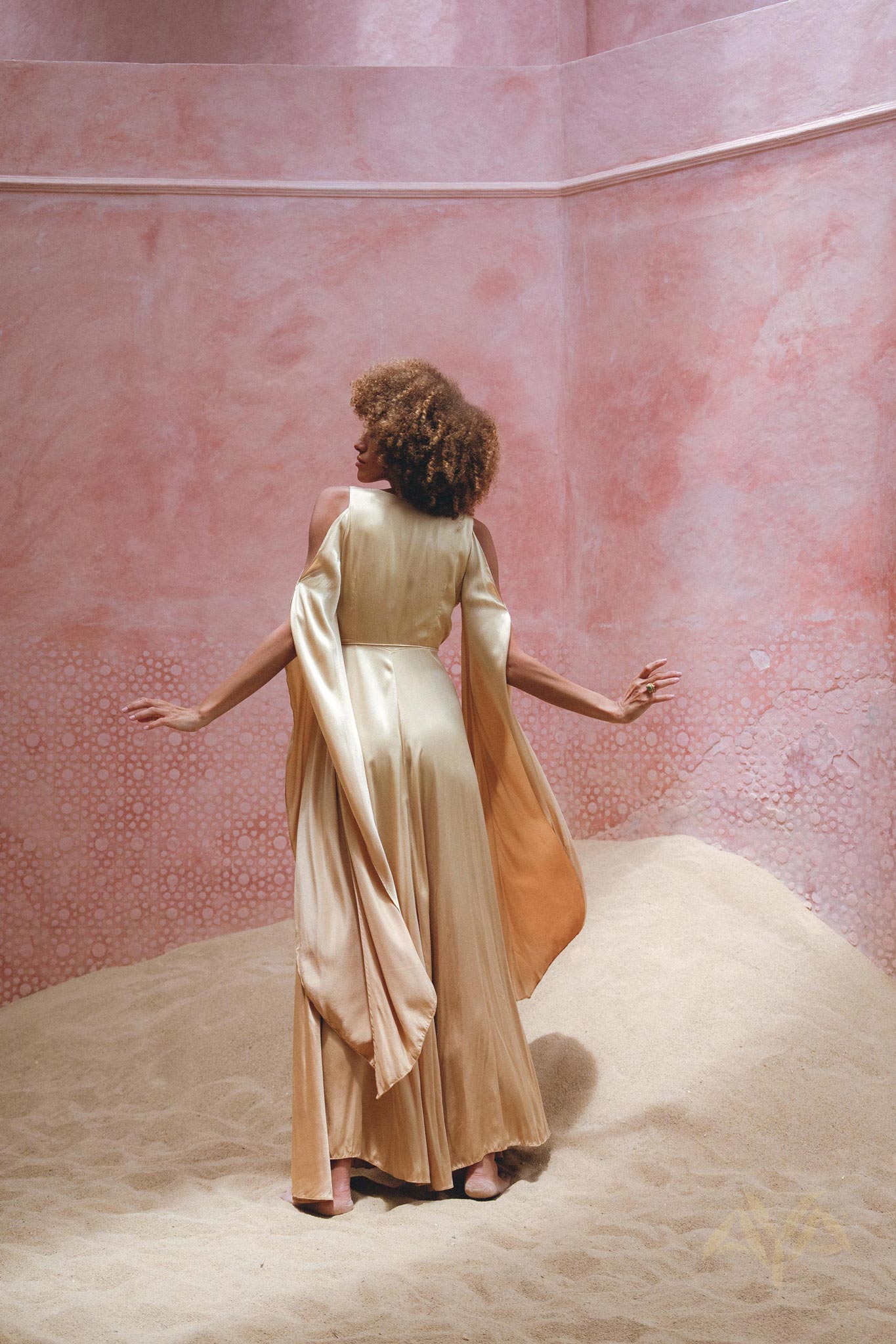 Inca Gold Matangi Peace Silk Gown • Organic Bridesmaid Kimono Dress • Wrap Dress - AYA SW IDR