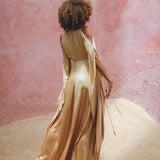 Inca Gold Matangi Peace Silk Gown • Organic Bridesmaid Kimono Dress • Wrap Dress - AYA SW IDR