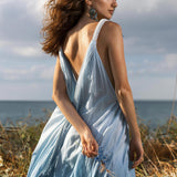 Indigo Blue Botanically Dyed Handmade Macrame Belted Boho Dress - AYA SW IDR