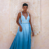 Indigo Blue Botanically Dyed Handmade Macrame Belted Boho Dress - AYA SW IDR