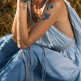 Indigo Blue Botanically Dyed Handmade Macrame Belted Boho Dress - AYA SW IDR