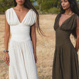 Japan Dress in African Brown Colour — Sustainable Linen Maxi Dress - AYA SW IDR