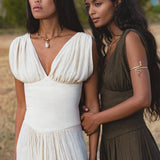Japan Dress in African Brown Colour — Sustainable Linen Maxi Dress - AYA SW IDR