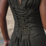 Japan Dress in African Brown Colour — Sustainable Linen Maxi Dress - AYA SW IDR