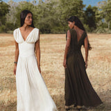 Japan Dress in Ivory Colour — Organic Linen Drop - Waist Wedding Dress - AYA SW IDR