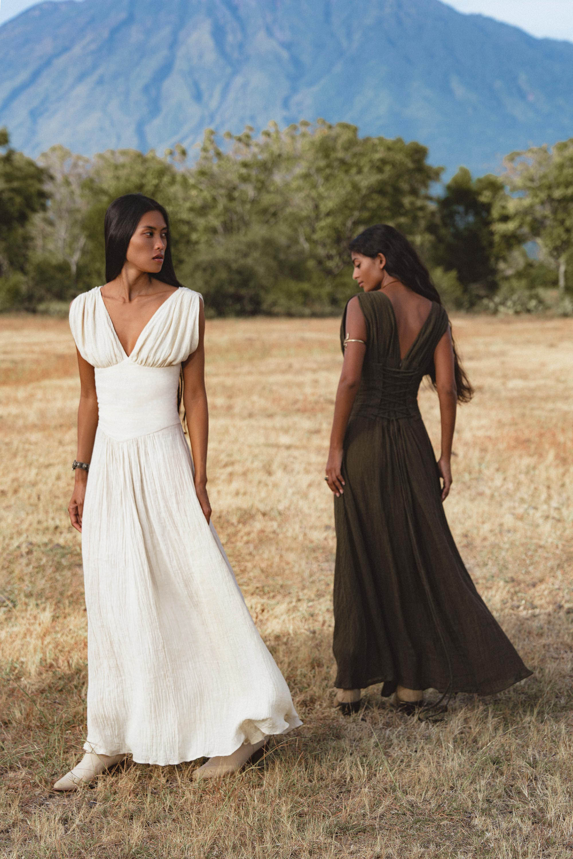 Japan Dress in Ivory Colour — Organic Linen Drop - Waist Wedding Dress - AYA SW IDR